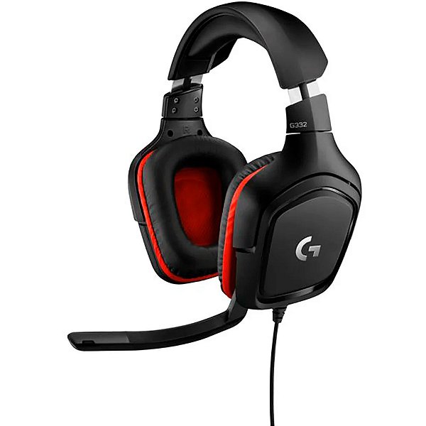 Headset Gamer Logitech G332 para PC, PlayStation, Xbox e Nintendo Switch, Preto/Vermelho