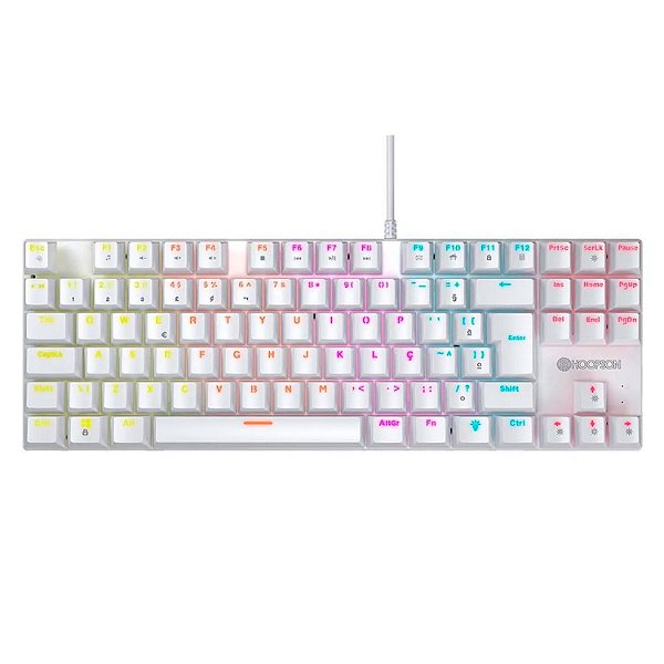 Teclado Gamer Hoopson - Mecânico Led RGB - Multimídia - Branco