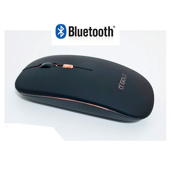 Mouse sem Fio Bluetooth E Wireless Usb Recarregável - A'gold Ms-03 - Multiuso - Silencioso com LED - Preto