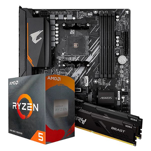 Kit Upgrade Gamer - Amd Ryzen 5 4600G + B550M Aorus Elite + 16gb Kingston Fury Beast