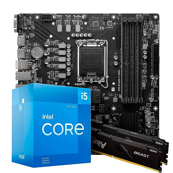 Kit Upgrade - Intel Core i5 12ª Ger, Placa Mãe MSI PRO B760M-P, Memória 32GB Kingston Fury Beast