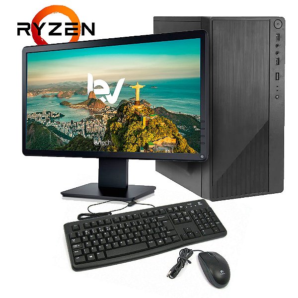 Computador Home Tech - Ryzen 3, 8GB, SSD 240GB + Monitor + Teclado e mouse