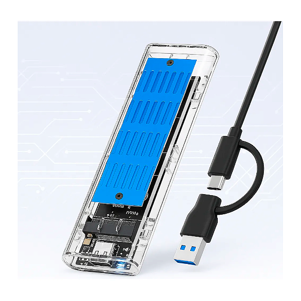 Case Para Ssd Externo M.2 Nvme Type-C Usb 3.1 - Transparente