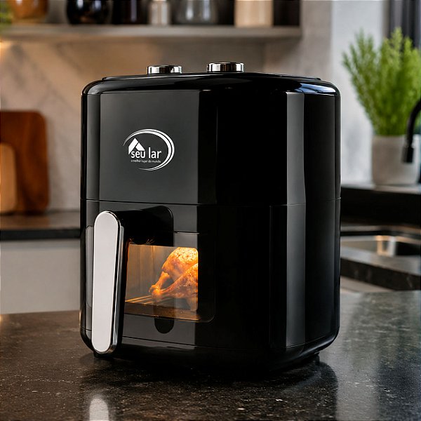 Fritadeira Elétrica Air Fryer Seu Lar SL5120 6L Porta Removível - Preta - 127V