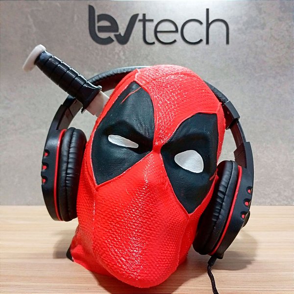 Suporte de Headset e Headfone - Cabeça Deadpool – Marvel - 20cm