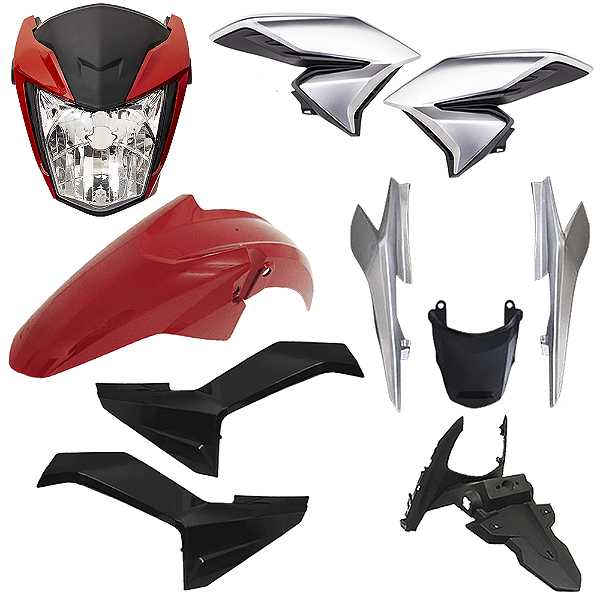 Kit Carenagem E Farol Titan 160 Vermelho Perolizado Ano 2022 2023