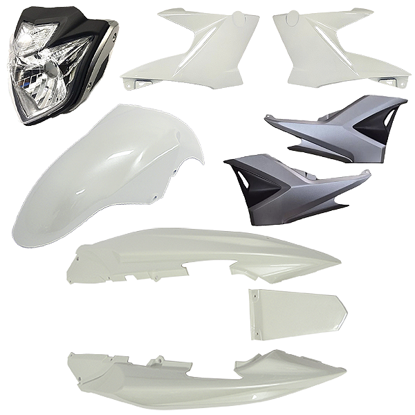 Kit Carenagem E Farol Fazer 250 Branco Ano 2011 A 2015