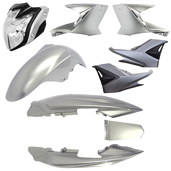 Kit Carenagem E Farol Fazer 250 Prata Ano 2011 A 2015