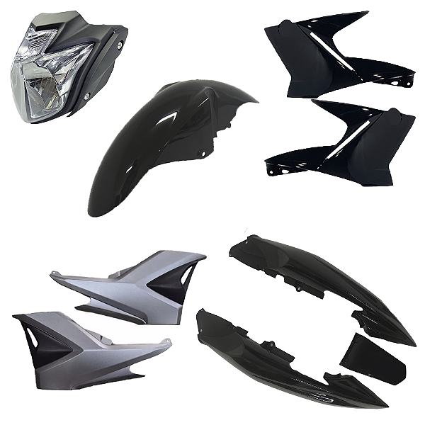 Kit Carenagem E Farol Fazer 250 Preto Blue Flex Ano 2013