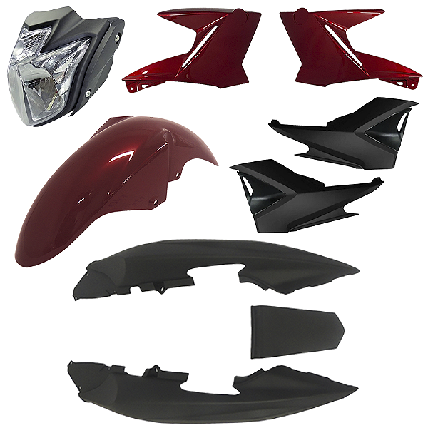 Kit Carenagem E Farol Fazer 250 Vermelho Blue Flex Ano 2015