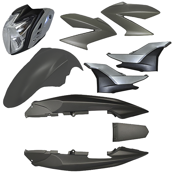 Kit Carenagem E Farol Fazer 250 Preto Blue Flex Ano 2016