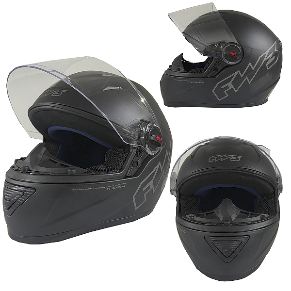 Capacete Fechado GT Classic Preto Fosco Fw3 Narigueira