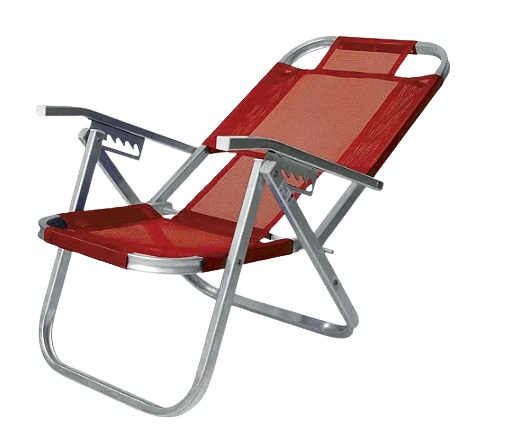 Cadeira de praia 05 posições - Modelo Ipanema - Vermelho