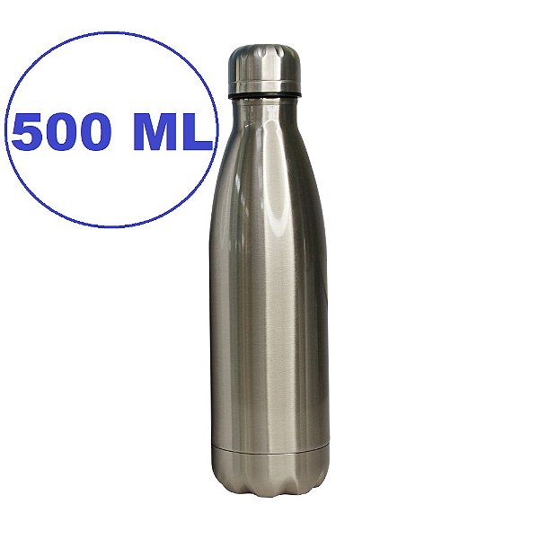 Garrafa em Aço Inox prata Personalizada com o seu tema com uma camada - 500ml