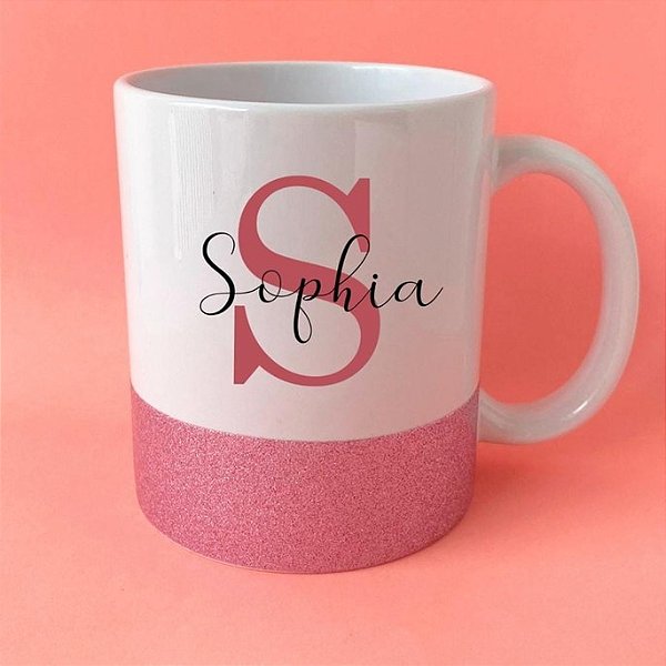 Caneca de Porcelana em Glitter c/ seu nome