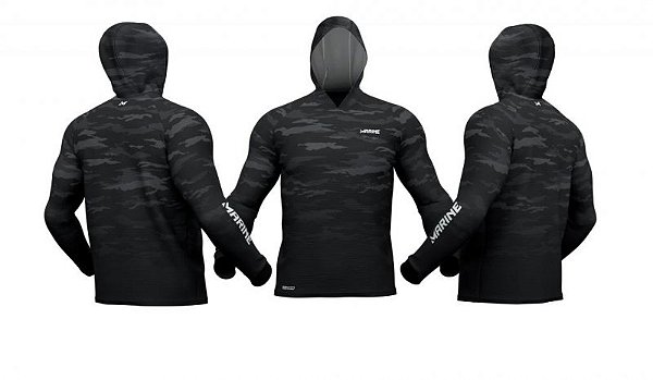 Camisa Marine Sports Cammo com Capuz Preto