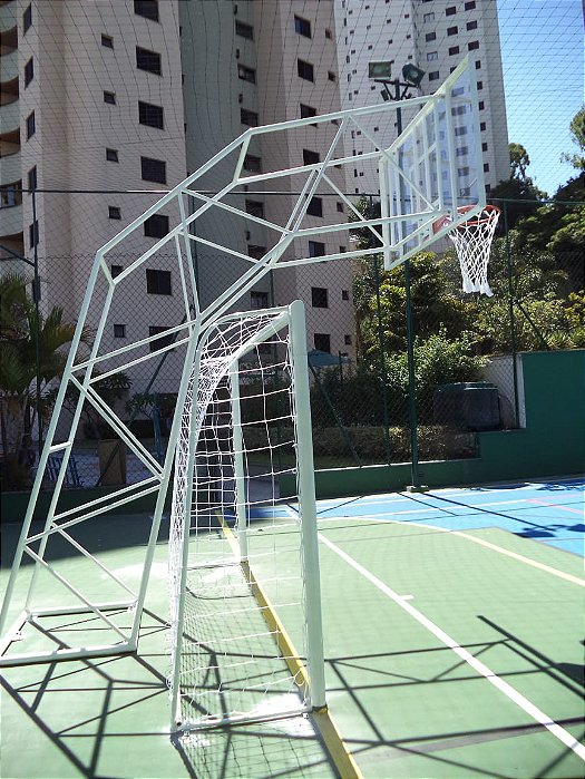 Estrutura de Basquete Modelo Ibirapuera com Aro Flex Rede e Vidro Temperado-Par