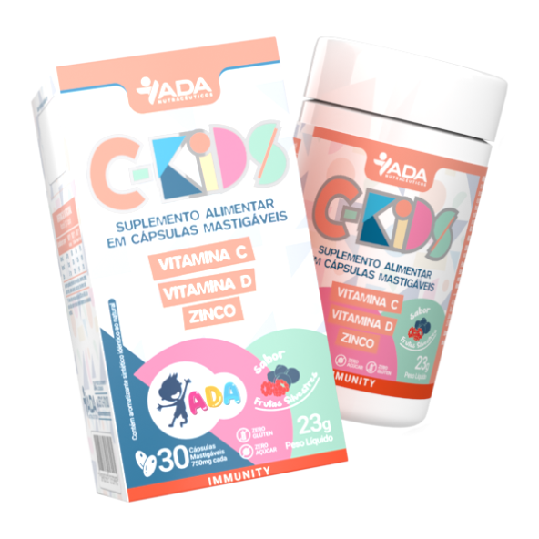 C-Kids - Vitamina C + D + Zinco - 30 Cápsulas 750mg Mastigável