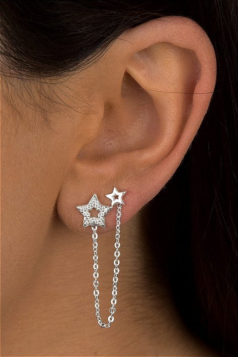 Piercing Corrente Dois Furos Estrela