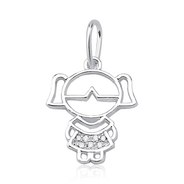 Pingente Menina Vazada Cravejada