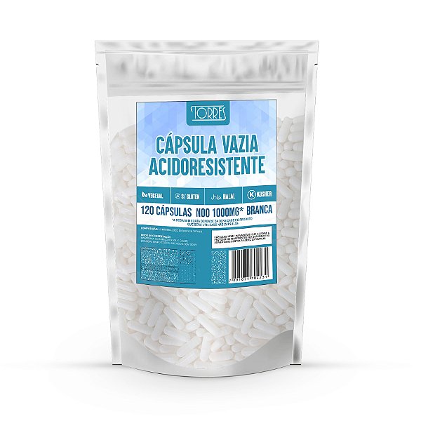 Cápsula Vazia Acidoresistente N° 00 1000mg Branca 120 Unid.
