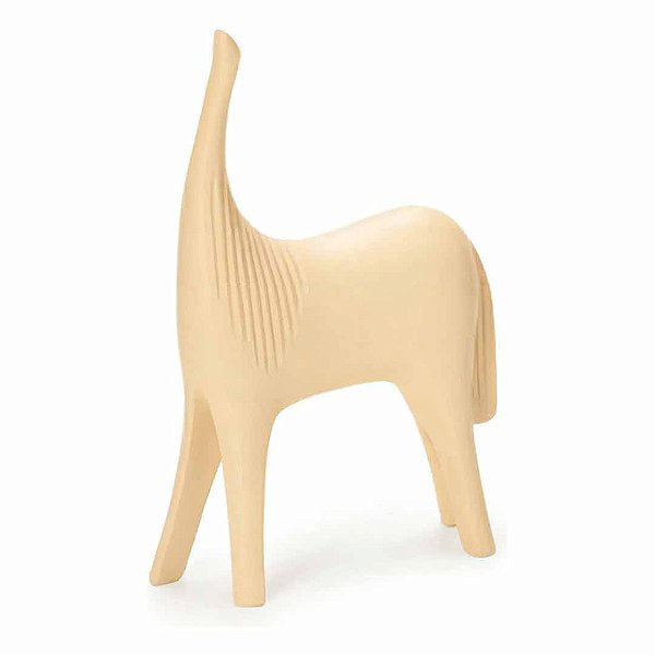 Escultura de Cavalo em Poliresina Bege 22cm