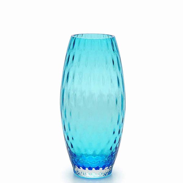Vaso de Cristal Oliva G Baloton Água‑marinha 27cm