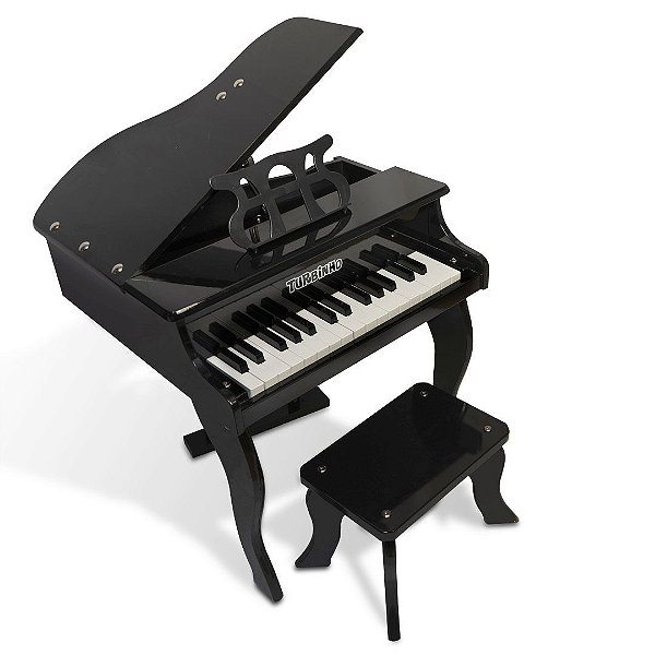 Mini Piano de Cauda Infantil - 30 Teclas - Turbinho - Cor Preto