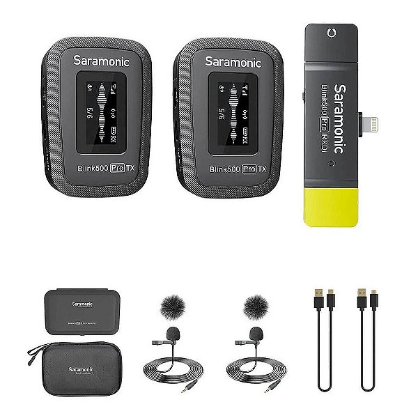 Sistema de Microfone Lapela sem fio duplo Profissional com receptor Lightning para iOS