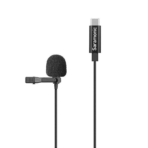 Microfone de lapela ultracompacto com clip e conector USB-C para Android - Cabo 2 metros