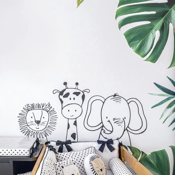 Adesivo de Parede Infantil Safari Zoo Baby 120x55cm