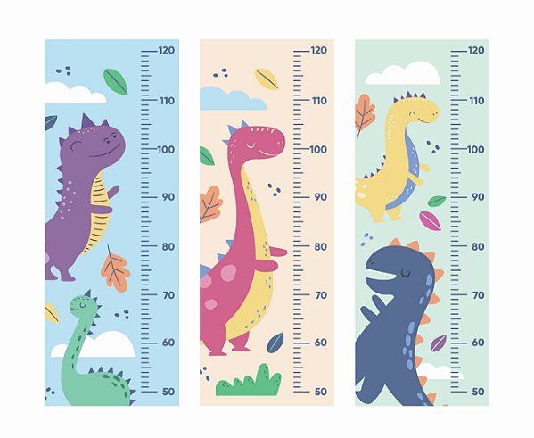 Adesivo Parede Régua Crescimento Infantil Dinossauro