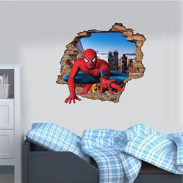 Adesivo Parede Infantil Homem Aranha Buraco 3d 1x1 metro