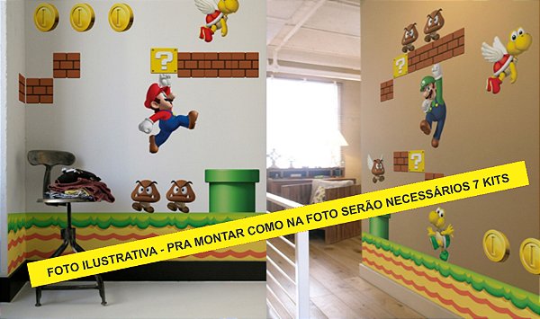 Adesivo Decorativo Parede Super Mario Bros - criedecoreadesivos