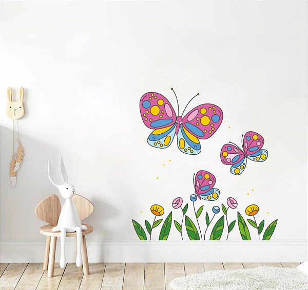 Adesivo de Parede Mini Jardim Borboletas