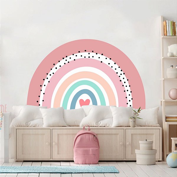Adesivo Parede Arco Íris Rainbow Colors Pastel 150x90cm Baby