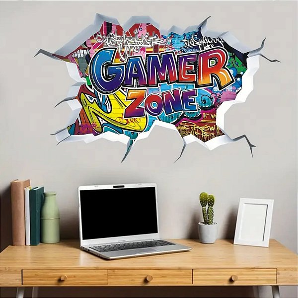 Adesivo de Parede Gamer Buraco 3D Colors