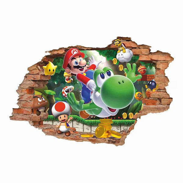 Adesivo Parede Super Mario Buraco 3D 100x70cm