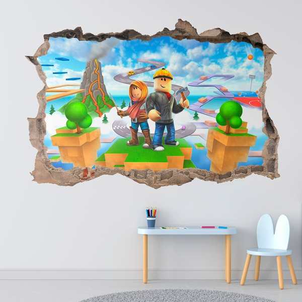 Adesivo Buraco 3D Roblox 100x60cm