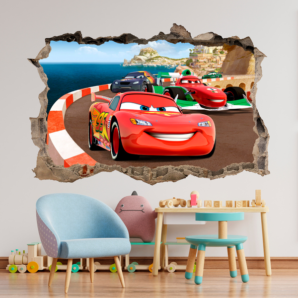 Adesivo Buraco 3D Carros 100x60cm