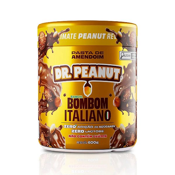 Pasta de amendoim DR.Peanut Bombom Italiano com whey protein 600g - Zero  Lactose - No Shape Suplementos