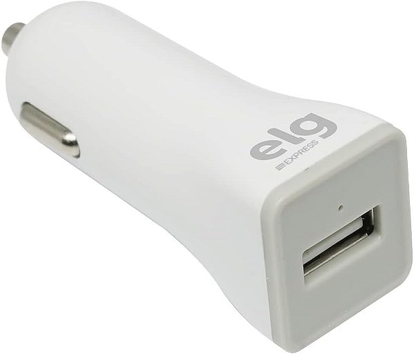 CARREGADOR USB VEICULAR UNIVERSAL - 1 PORTA USB 1A - BRANCO - CC1SE - ELG EXPRESS