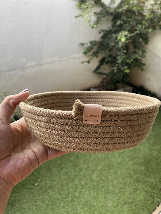 Cesto Oval em Corda Tamanho P Caramelo