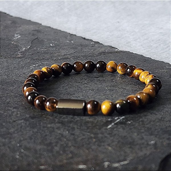 Pulseira Olho de Tigre em Pedra Natural