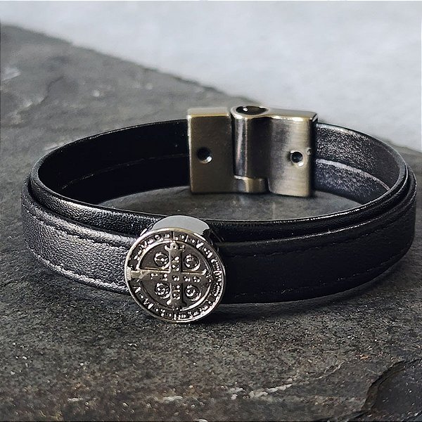 Pulseira São Bento em Couro