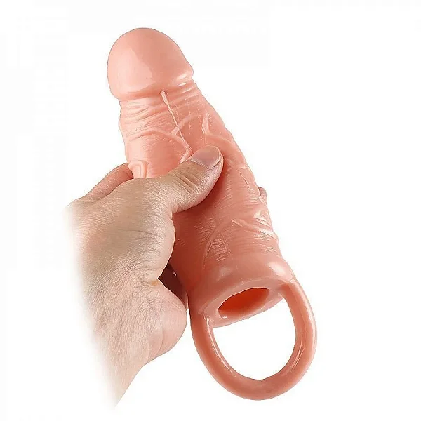 CAPA PENIANA CYBER COM TEXTURA E ANEL ESCROTAL 15X4,1CM