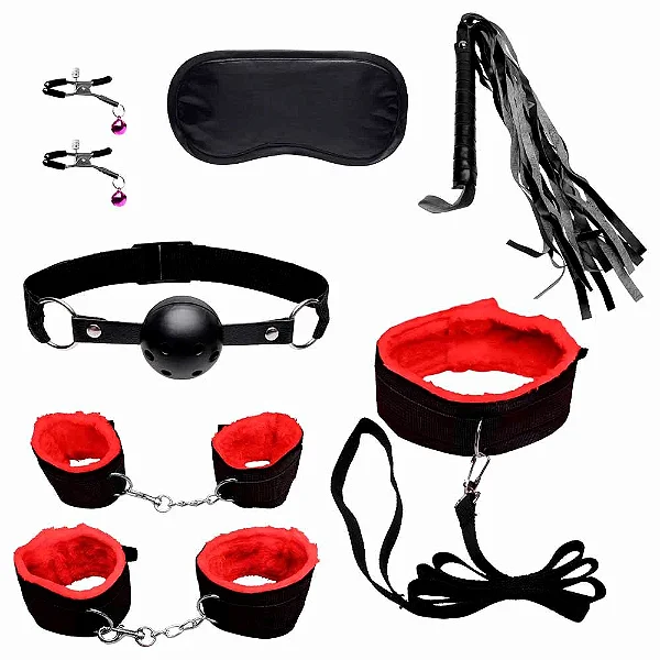 KIT SADO PRETO COM VERMELHO