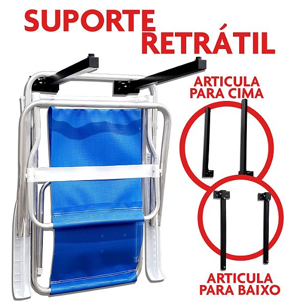 SUPORTE CADEIRA DE PRAIA ARTICULADO  ALUMINIO PRETO - BITENFER