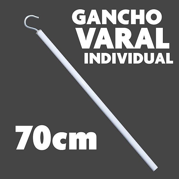 Haste Gancho para Varal de Teto/Parede Individual Alumínio 70 cm - Bitenfer Varais