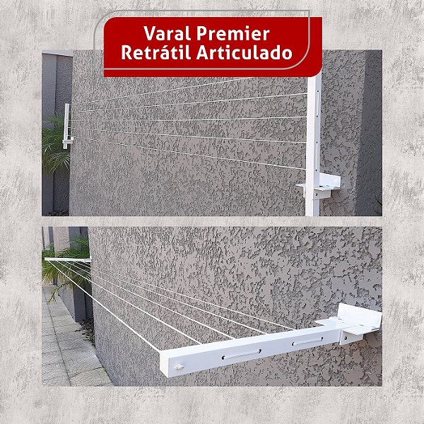 Varal De Parede Dobravel Recolhivel Ariculado 60 Kg Retratil Alumínio